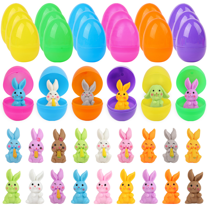Party Games Easter - 24 Stück Ostereier mit Hasenfigur für
