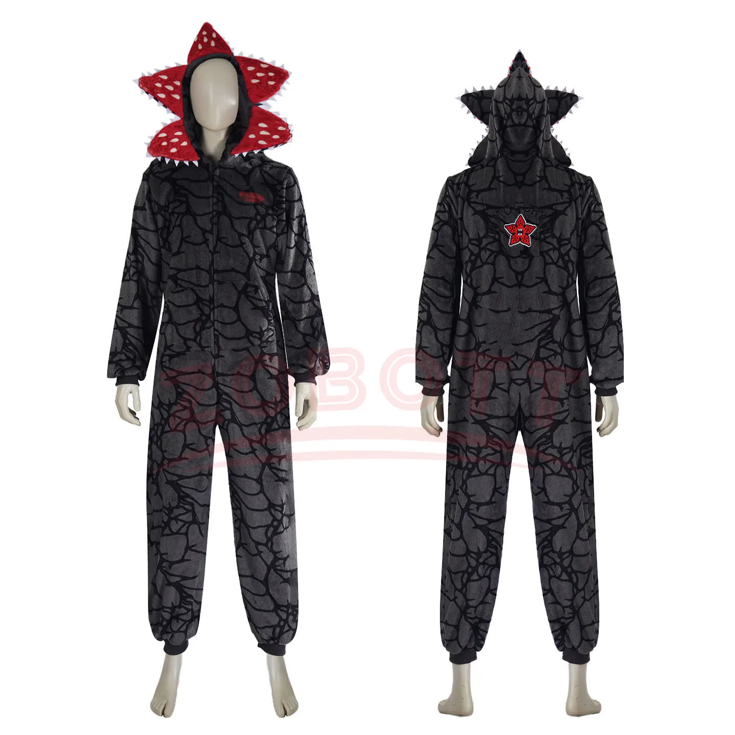 Party Games Animals - Weihnachts-Stranger-Pyjama mit Demogorgon-Pflanzen-Design – Einteiler für