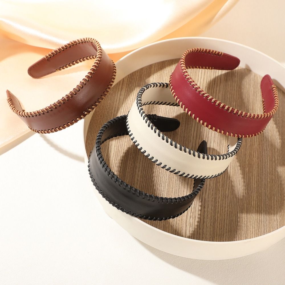 Ring Toss Outdoor - Elegantes Einfarbiges Leder-Stirnband im Koreanischen Stil,